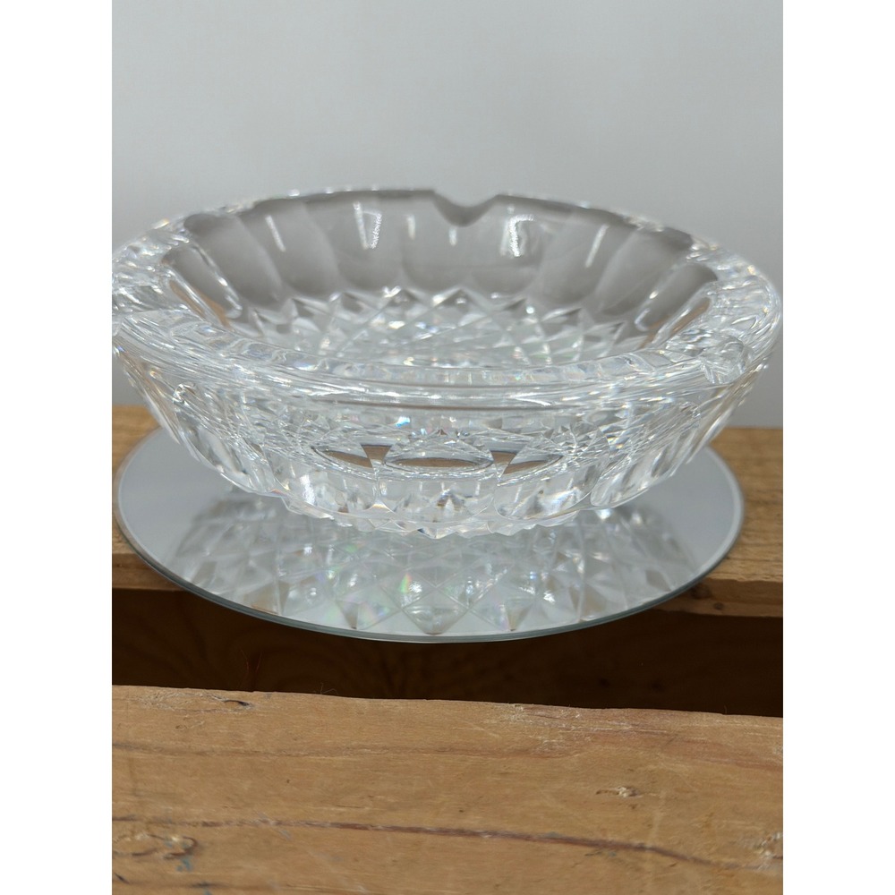 Vintage Lead Waterford Crystal Ashtray 5" Round Diamond Cut Glass